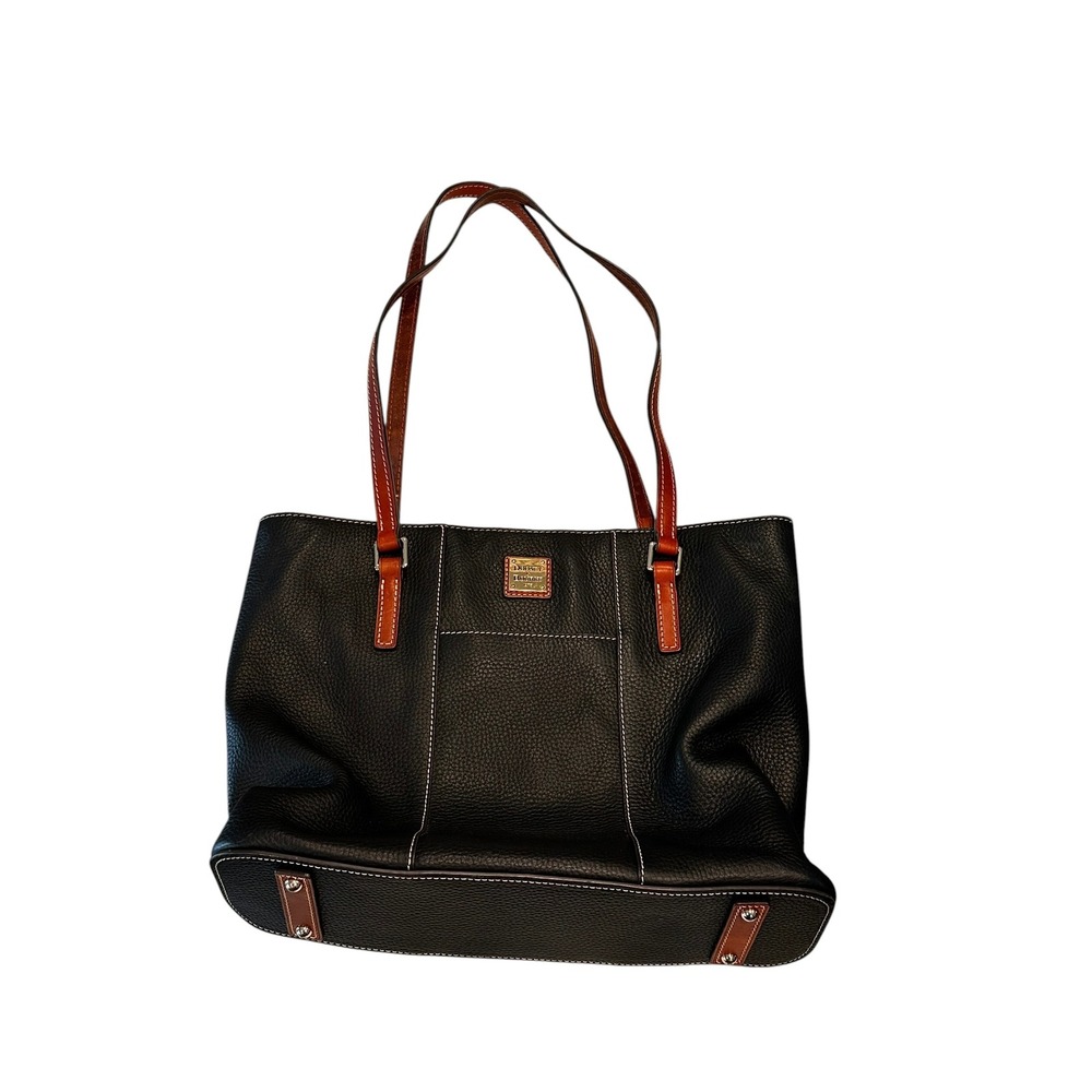 Dooney & Bourke Pebble Grain Leather Tote Bag Black Tan Y2K K11499008
